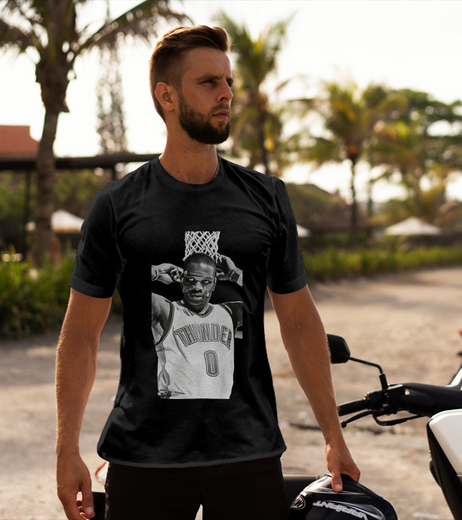 Russell Westbrook Masked OKC Thunder Basketball Legend Iconic Number 0 T-Shirt