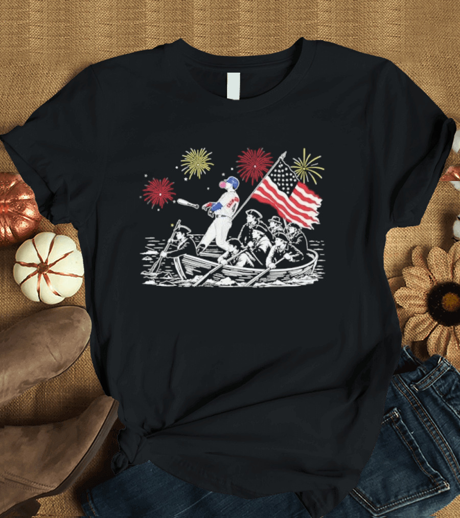 Players Crow Armstrong Patriotic Baseball Batting With American Flag And Revolutionary Boat T-Shirt