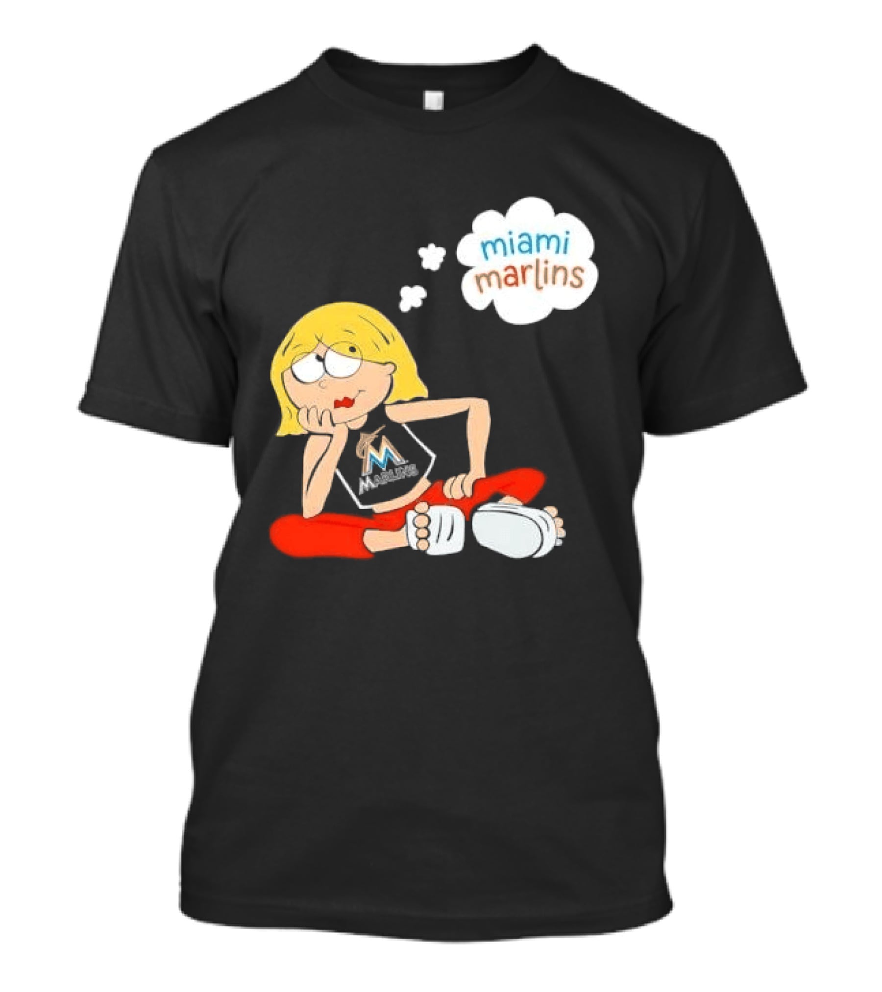 Miami Marlins MLB Cartoon Lizzie McGuire Blonde Girl Fan T-Shirt