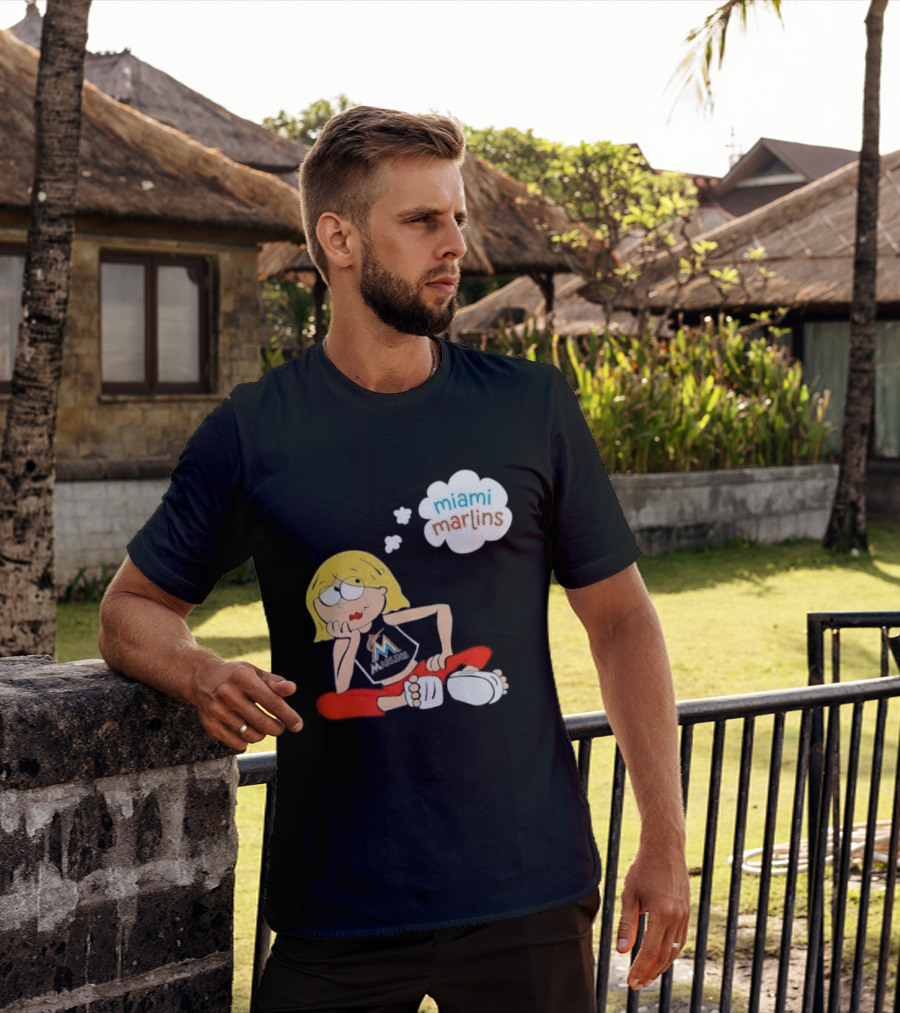 Miami Marlins MLB Cartoon Lizzie McGuire Blonde Girl Fan T-Shirt