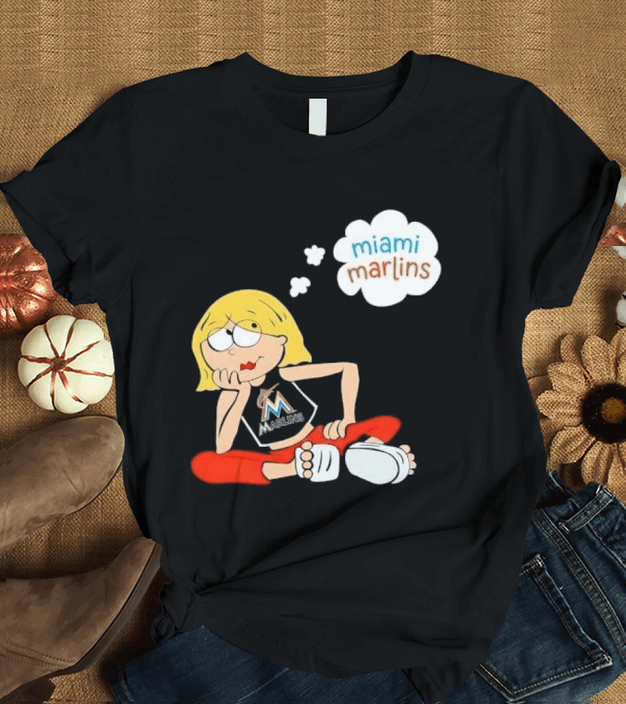 Miami Marlins MLB Cartoon Lizzie McGuire Blonde Girl Fan T-Shirt