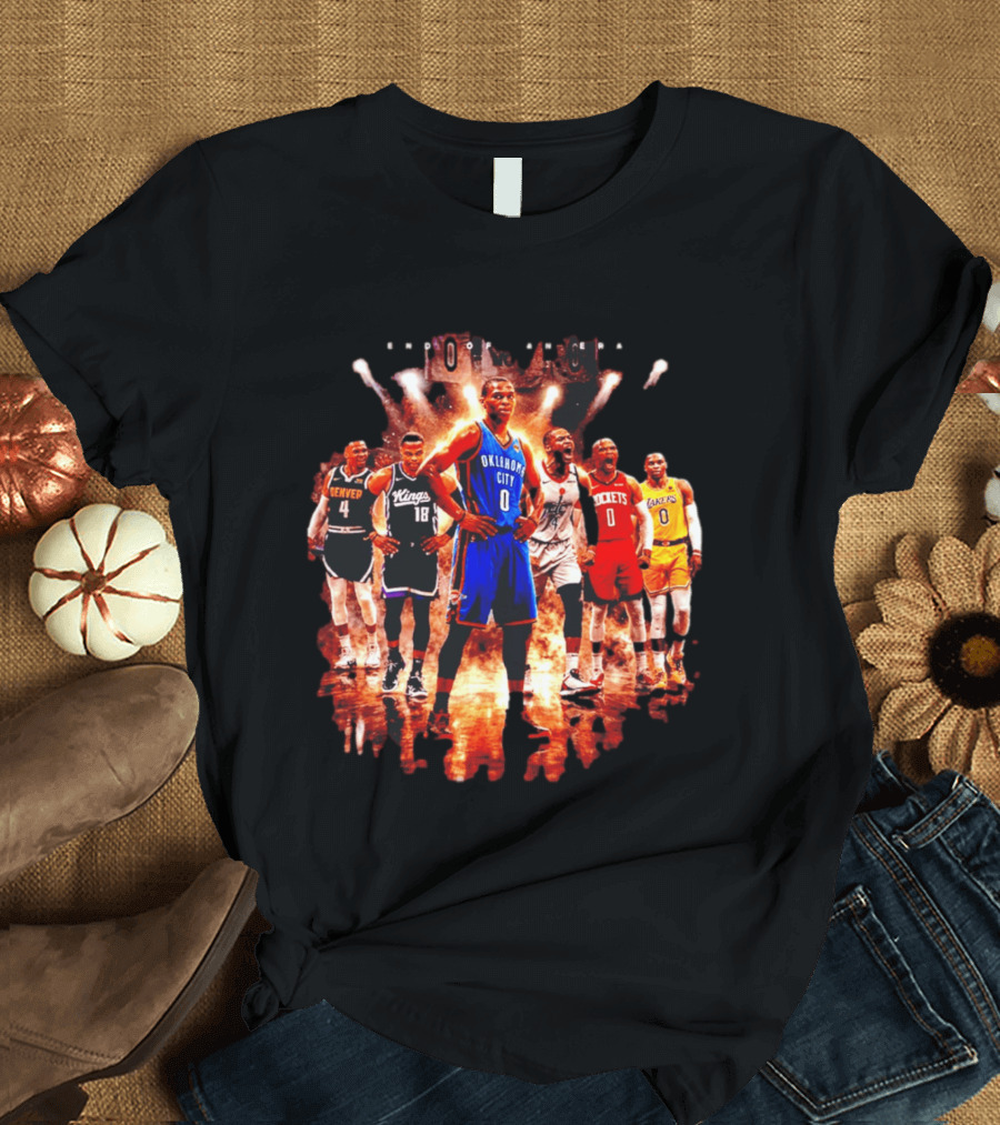 Russell Westbrook Oklahoma City NBA Career Retrospective With Team Jerseys T-Shirt