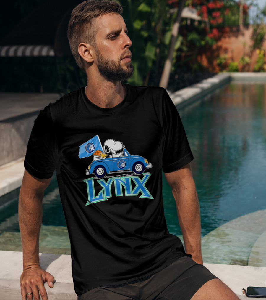 Minnesota Lynx Snoopy Driving Beetle Car With Team Flag T-Shirt