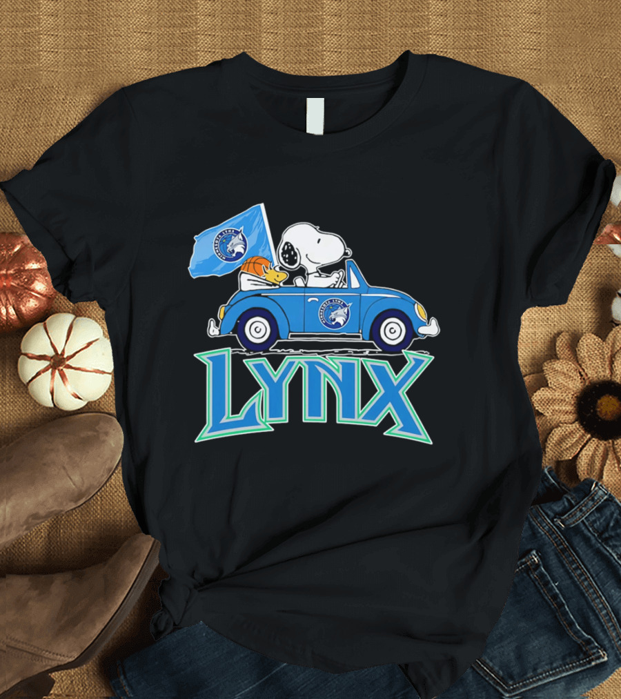 Minnesota Lynx Snoopy Driving Beetle Car With Team Flag T-Shirt