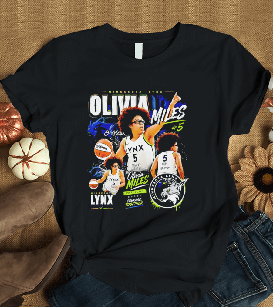 Minnesota Lynx Olivia Miles Number 5 Courage Together Basketball Player T-Shirt