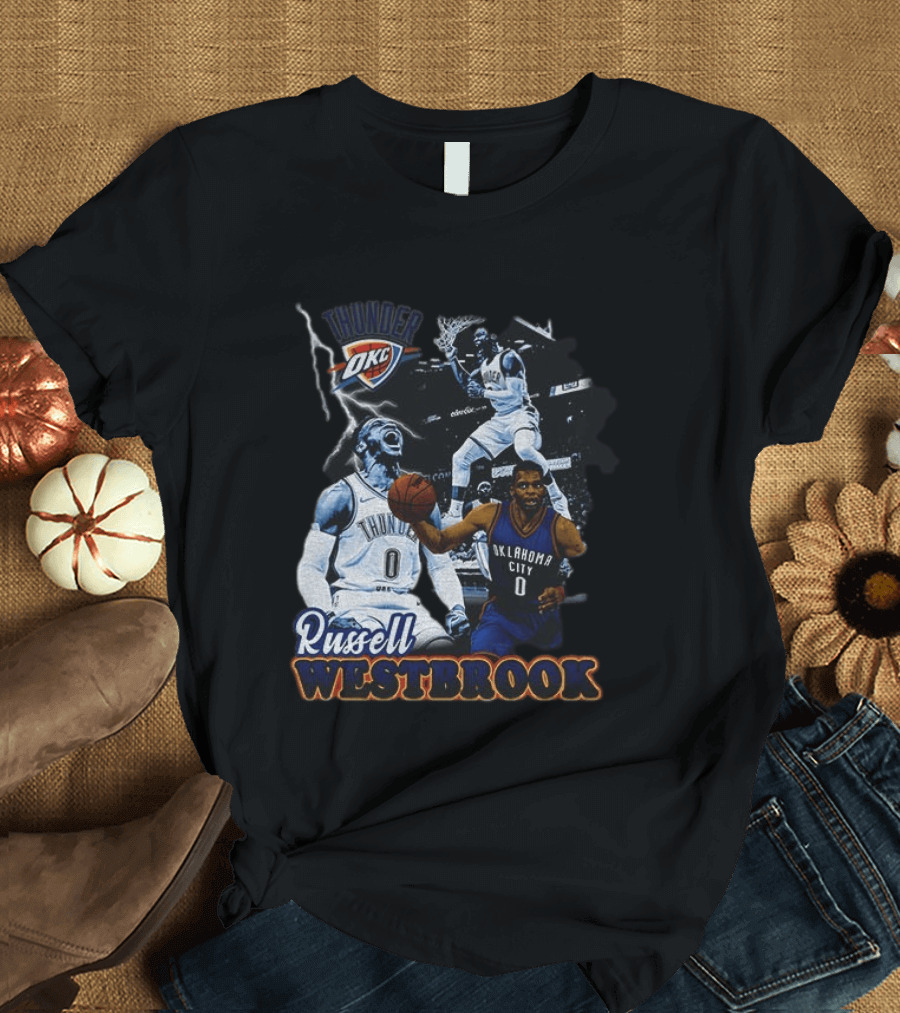 Russell Westbrook OKC Thunder Basketball Legend Collage T-Shirt