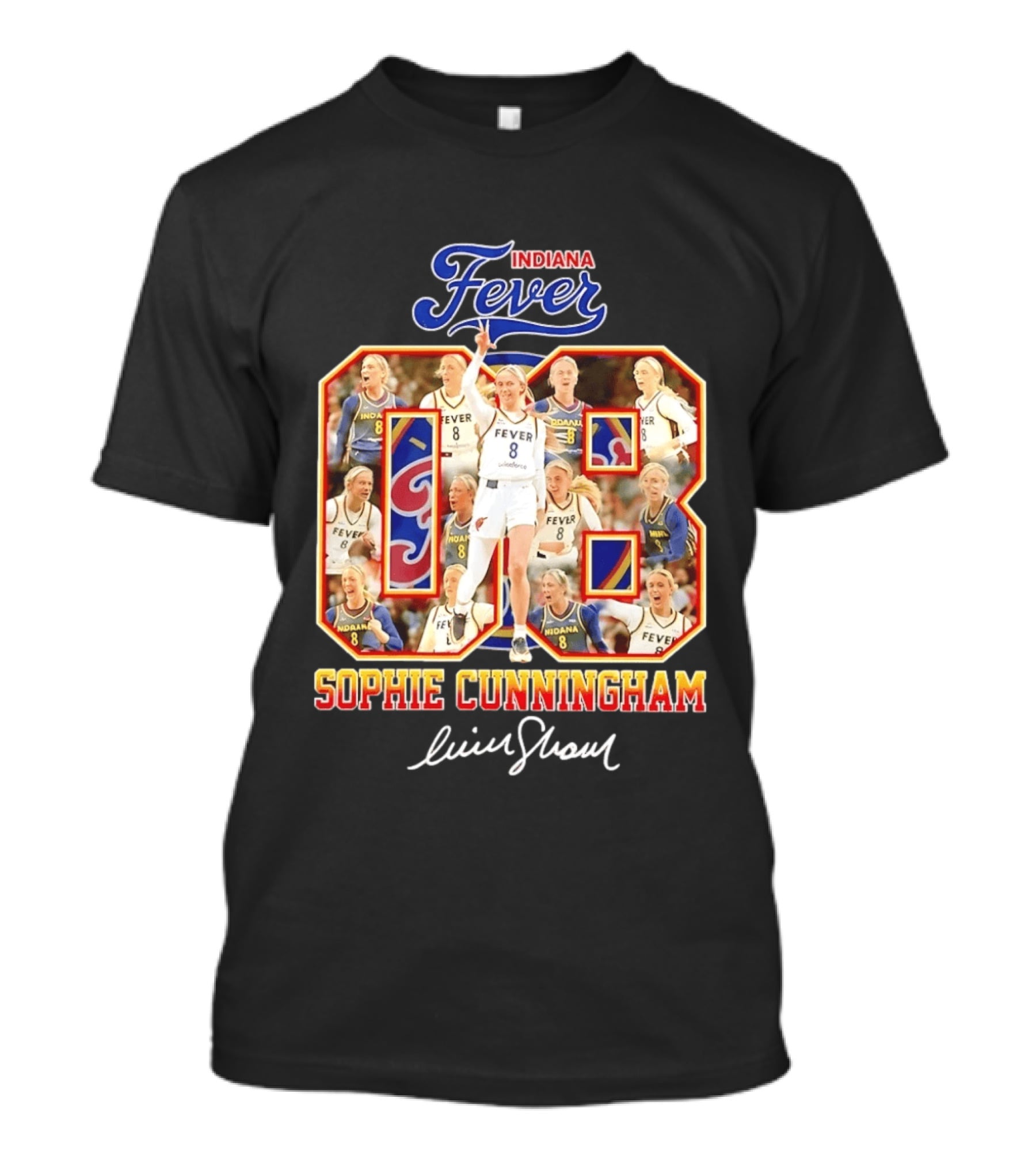Indiana Fever Sophie Cunningham No 8 Collage WNBA T-Shirt