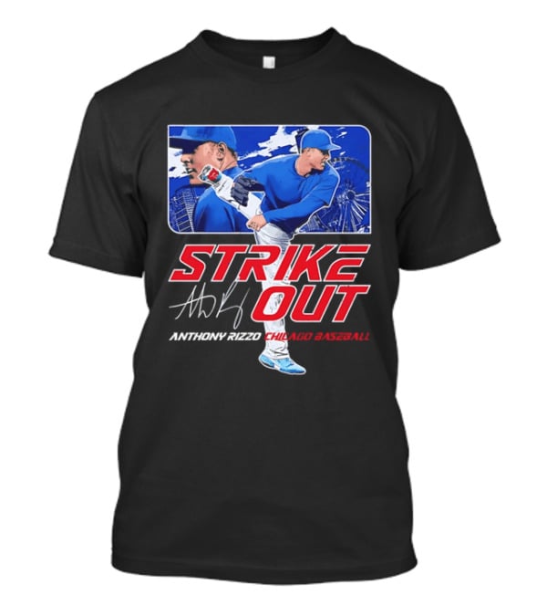 Strike Out Anthony Rizzo Chicago Baseball Pitcher Ferris Wheel Skyline T-Shirt
