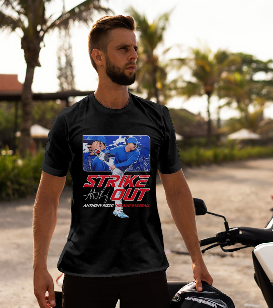 Strike Out Anthony Rizzo Chicago Baseball Pitcher Ferris Wheel Skyline T-Shirt