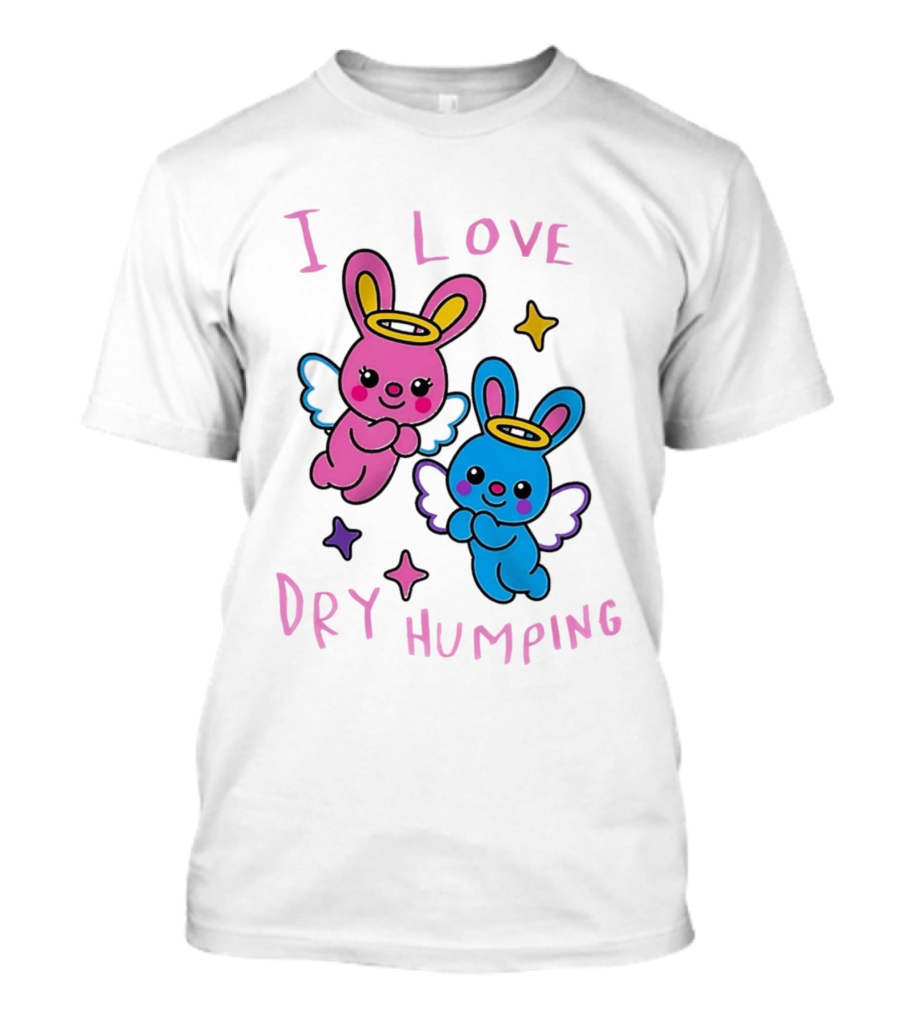 Angel Bunnies I Love Dry Humping Funny Cartoon Characters T-Shirt