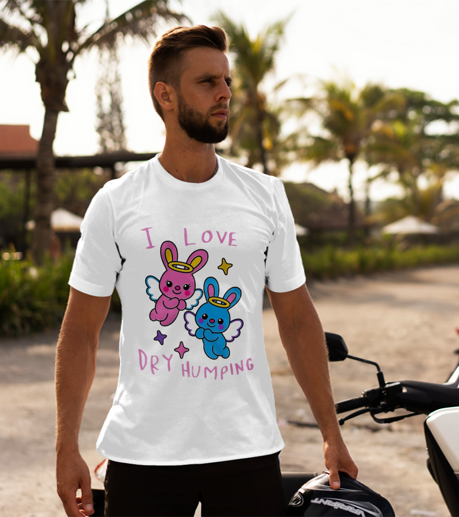 Angel Bunnies I Love Dry Humping Funny Cartoon Characters T-Shirt