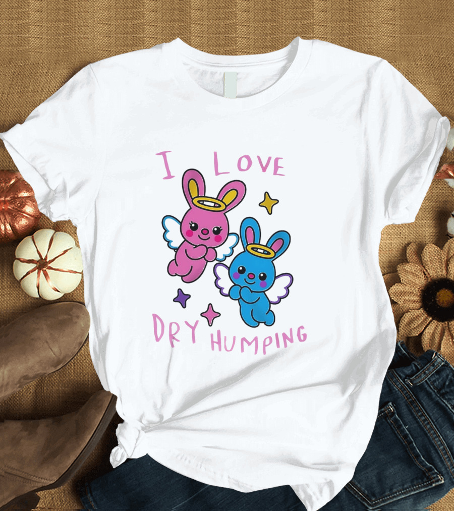 Angel Bunnies I Love Dry Humping Funny Cartoon Characters T-Shirt