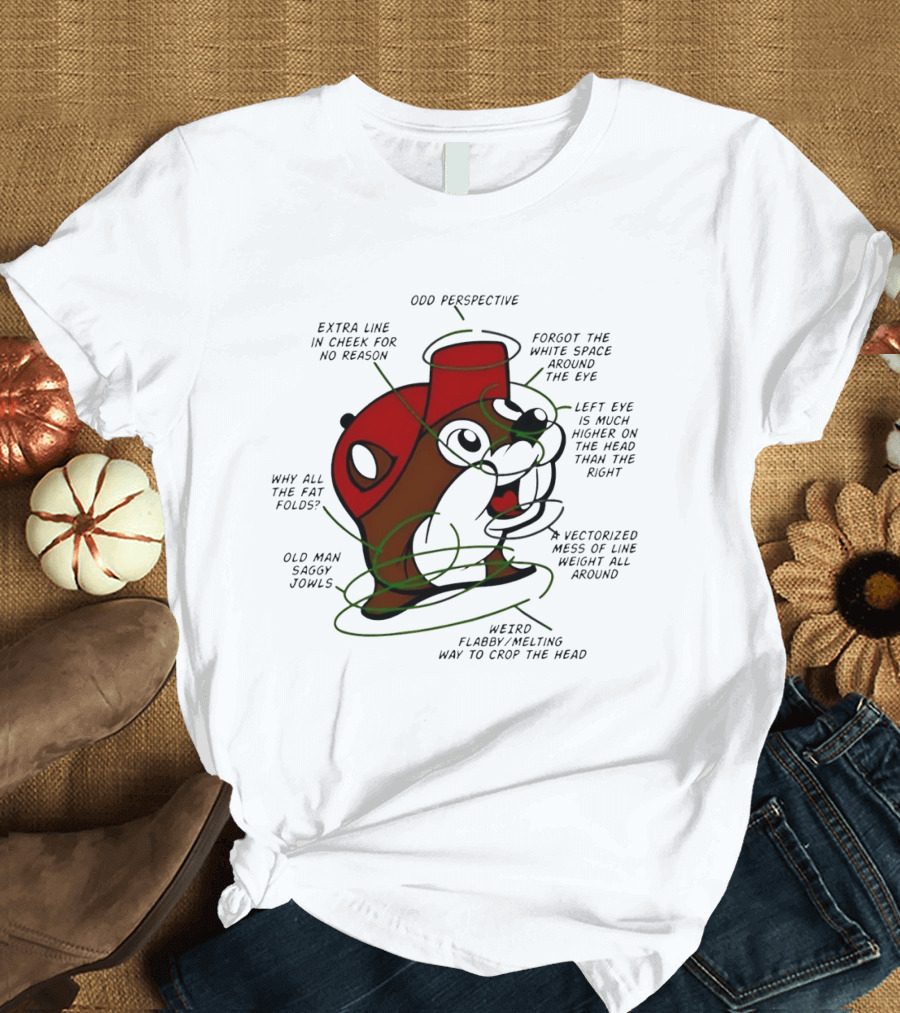 Buc Ee's Odd Perspective Extra Line Vectorized Mess Critique T-Shirt