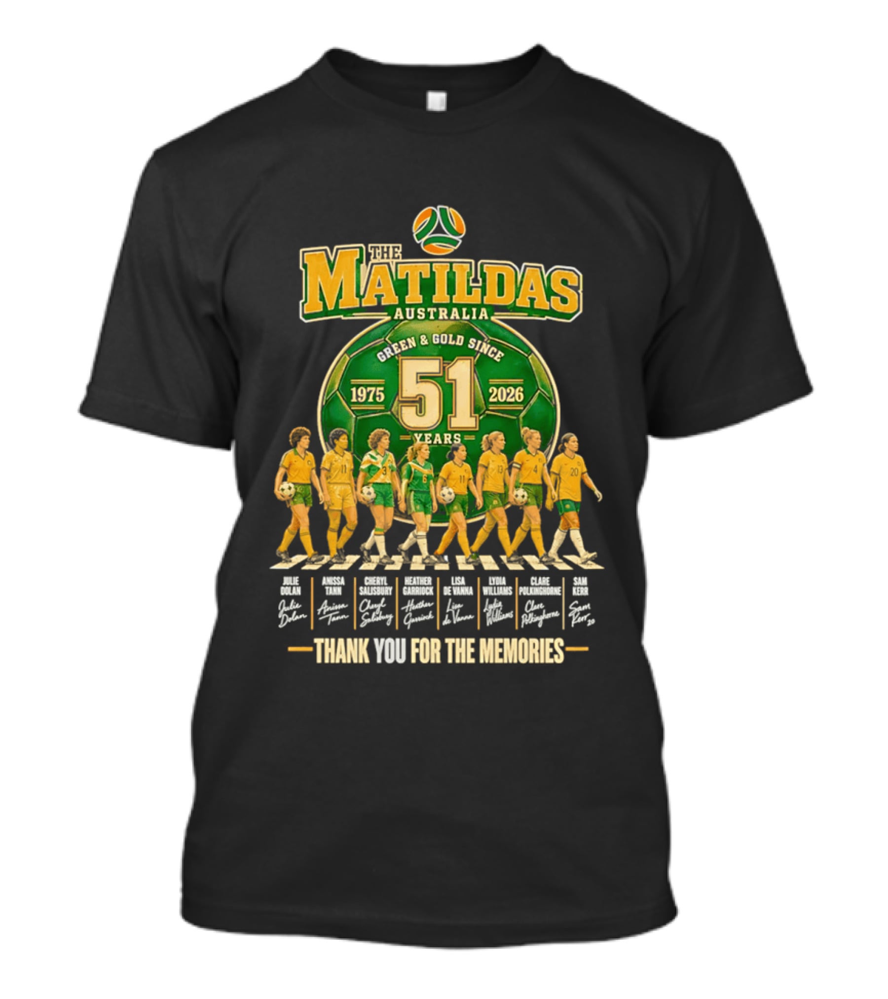 The Matildas Australia Green Gold Since 1975 2026 51 Years Thank You For The Memories T-Shirt