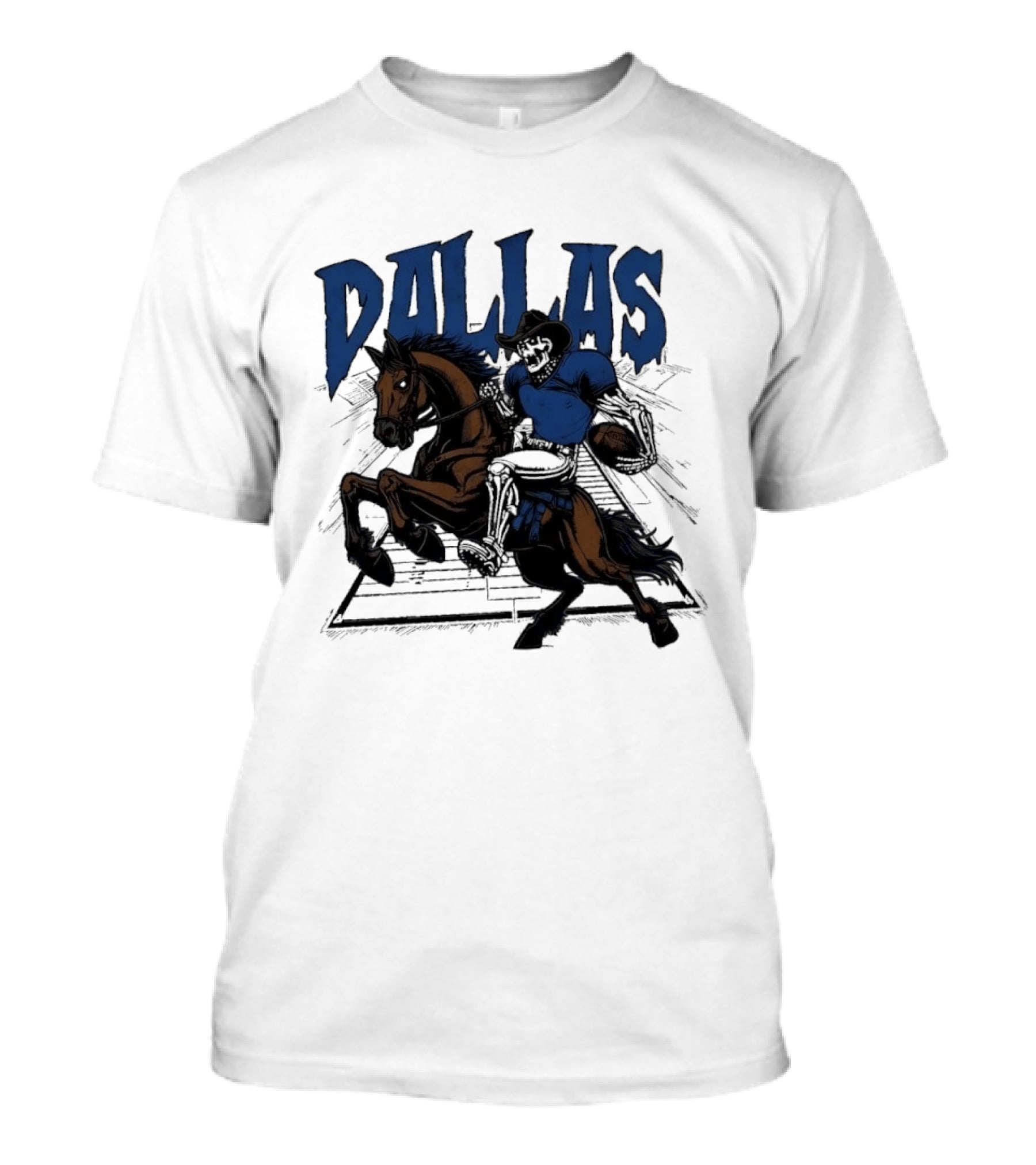 Dallas Cowboy Skeleton Riding Horse Playing Football T-Shirt