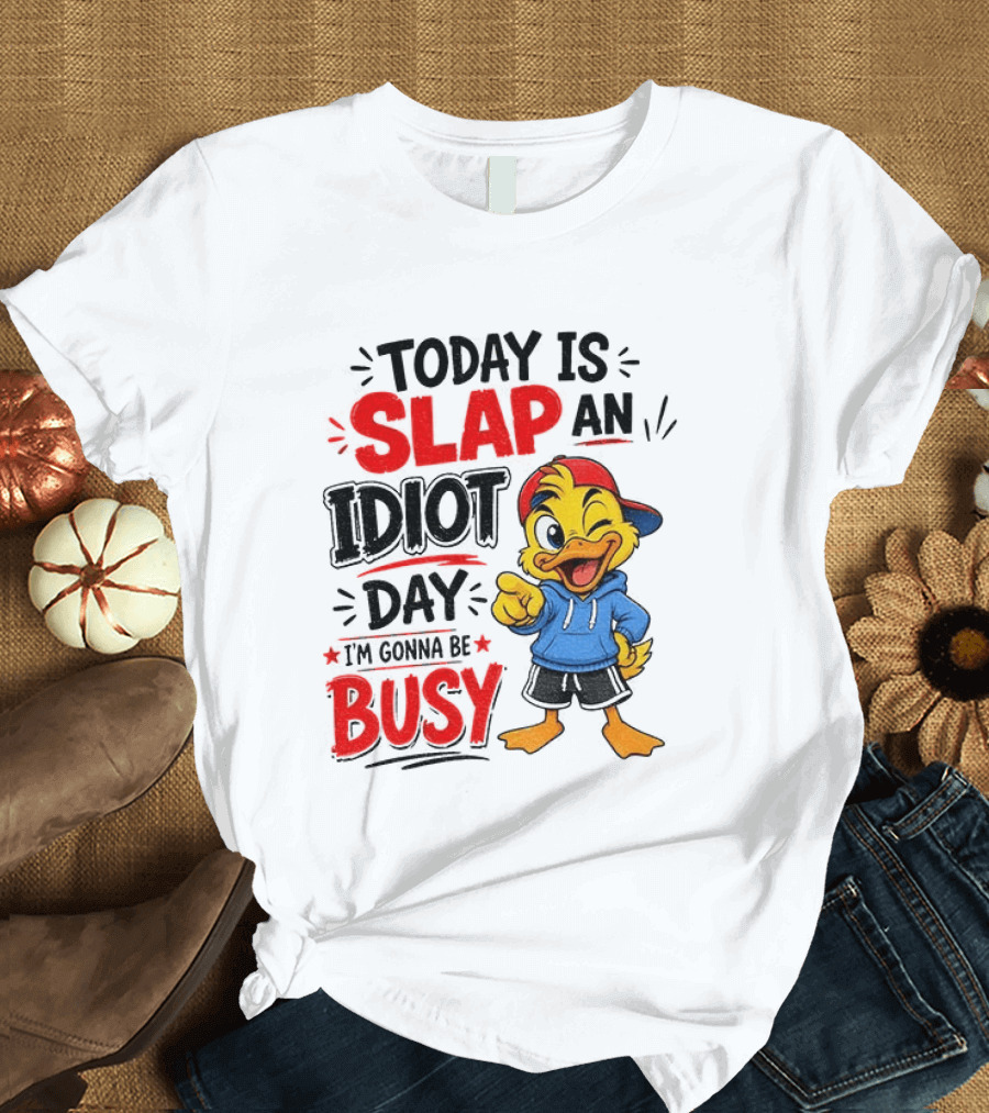 Today Is Slap An Idiot Day Duck I'm Gonna Be Busy T-Shirt