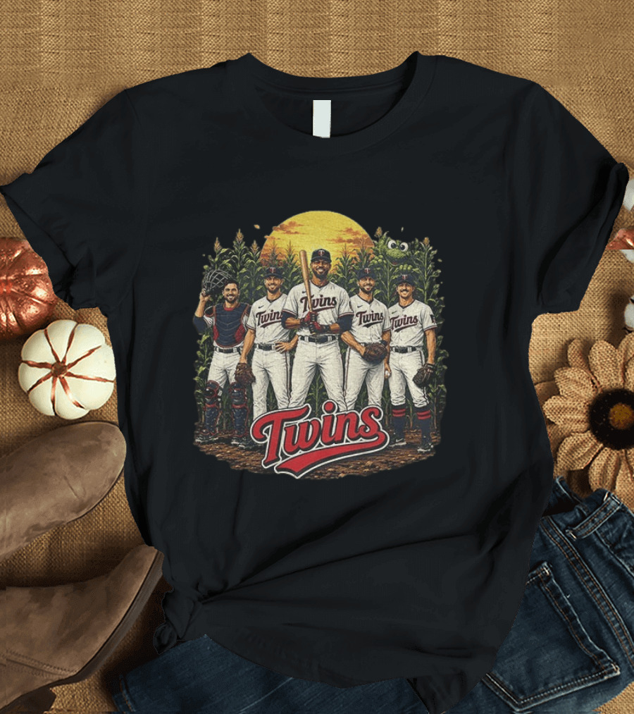 Twins Field Of Dreams Minnesota Twins Game Day Players Cornfield Sunset T-Shirt