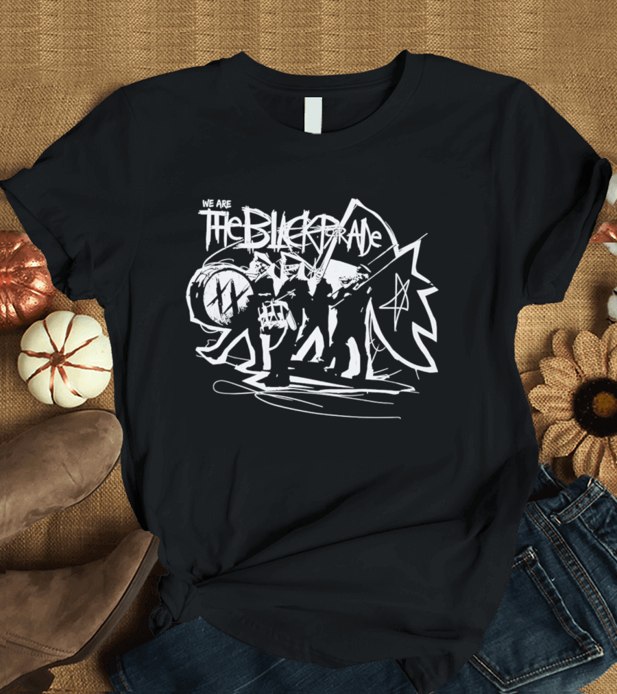The Black Parade Skeleton Marching Band Drummer Flag Sketch T-Shirt