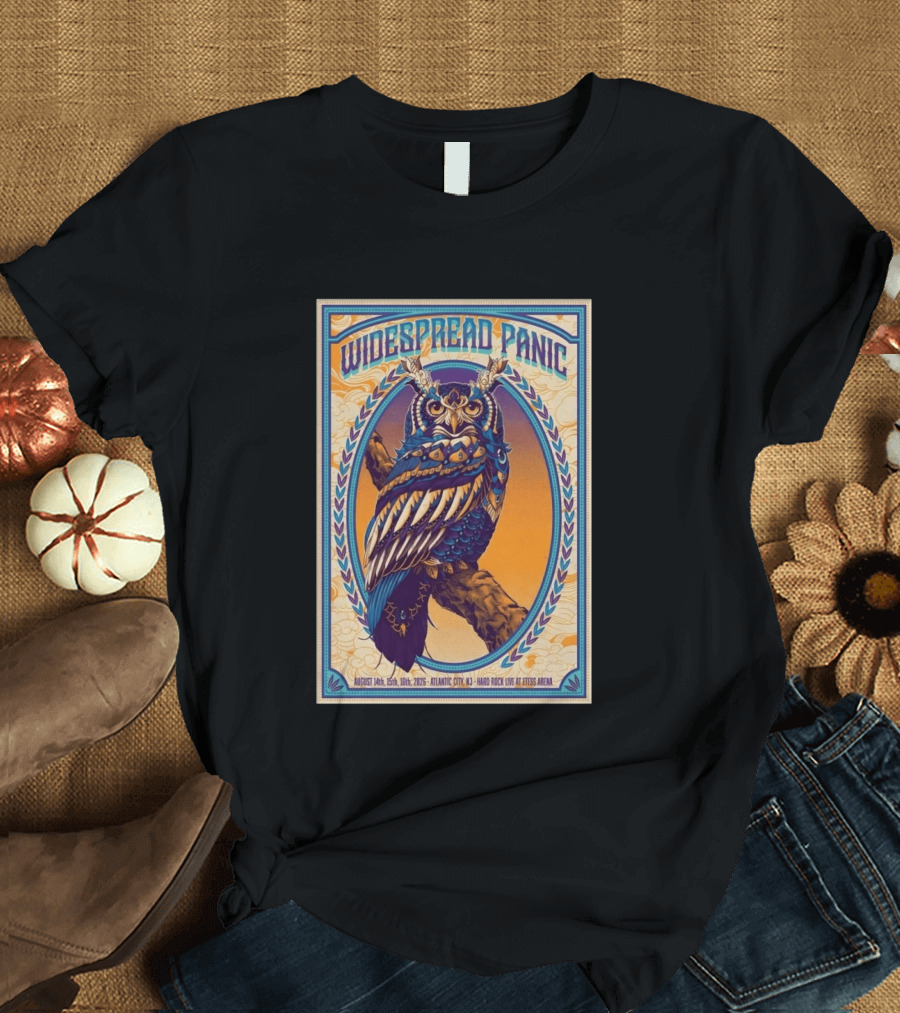 Widespread Panic Atlantic City August 14 16 2026 Hard Rock Live At Etess Arena Owl T-Shirt