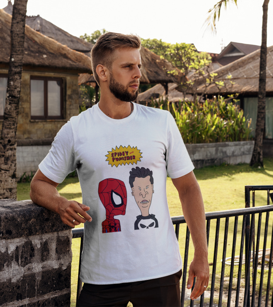 Beavis And Butt Head Spider Man Punisher Parody Marvel Mashup T-Shirt