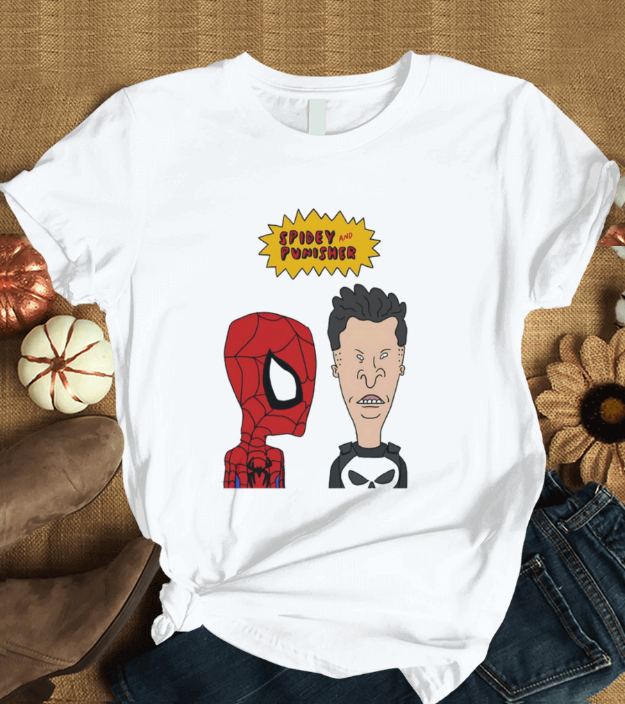Beavis And Butt Head Spider Man Punisher Parody Marvel Mashup T-Shirt