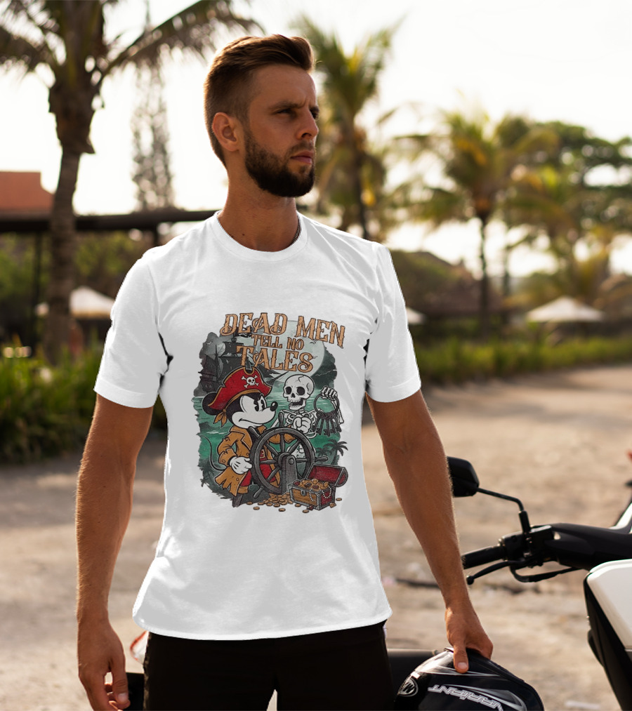 Mickey Mouse Pirate Skeleton Dead Men Tell No Tales Halloween Fantasy Adventure T-Shirt