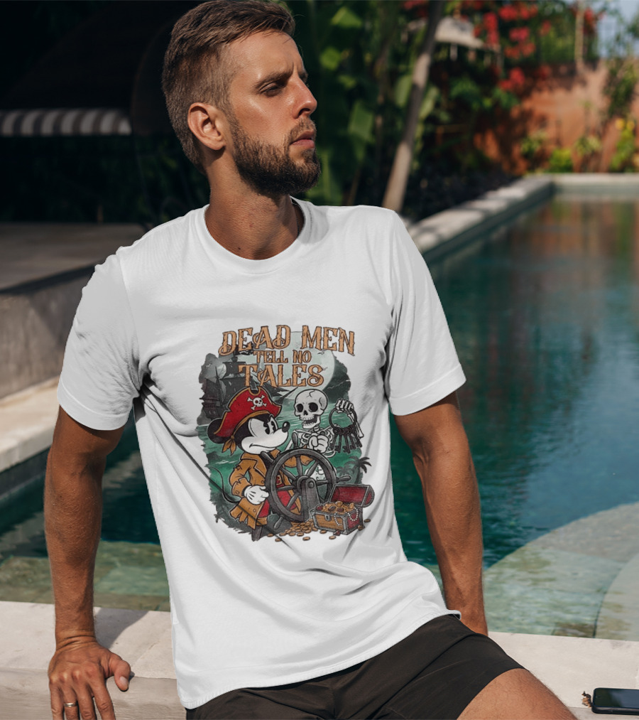 Mickey Mouse Pirate Skeleton Dead Men Tell No Tales Halloween Fantasy Adventure T-Shirt
