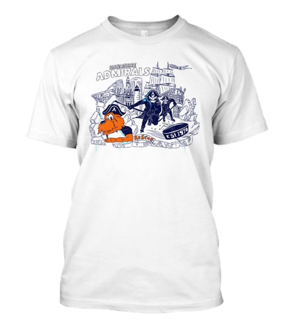 Milwaukee Admirals Roscoe Est 1970 Hockey Mascot And Cityscape T-Shirt