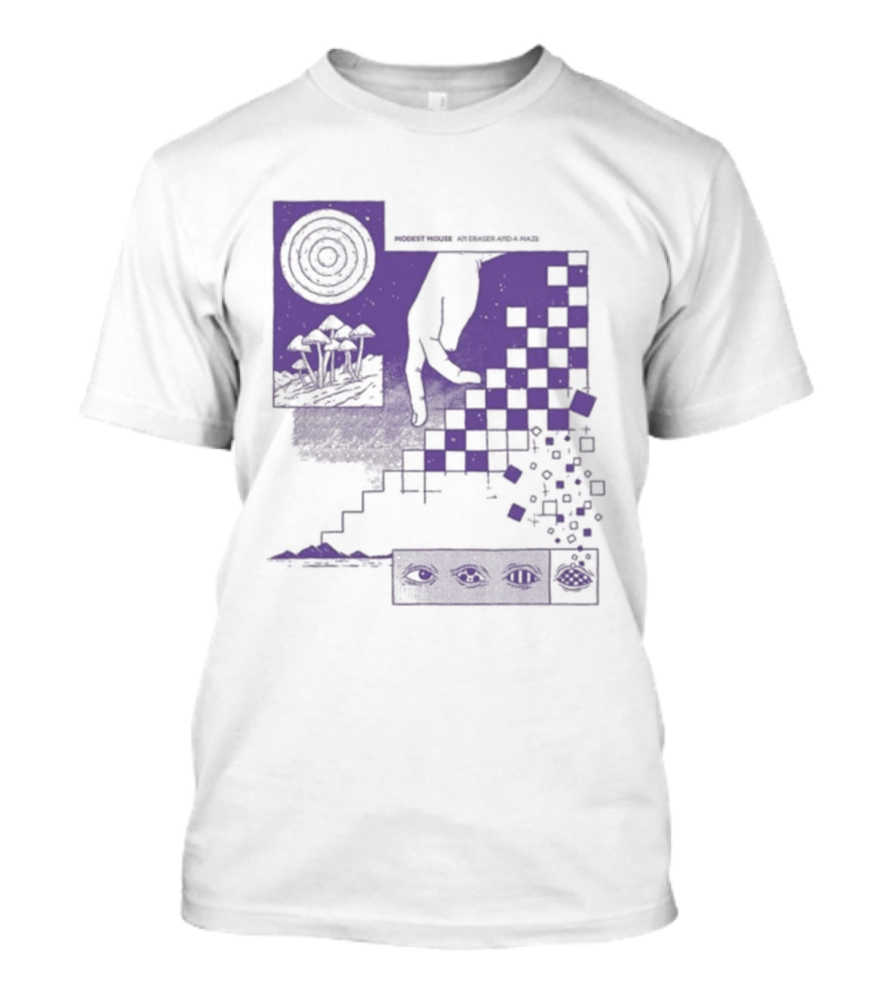 Modest Mouse An Eraser And A Maze Album Artwork Purple Checkerboard T-Shirt