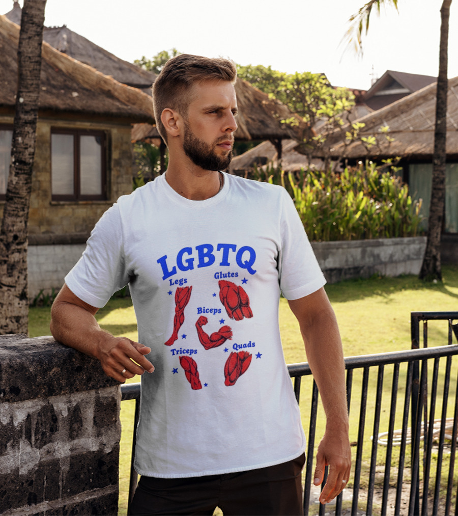 LGBTQ Muscular Anatomical Legs Glutes Biceps Triceps Quads Workout T-Shirt