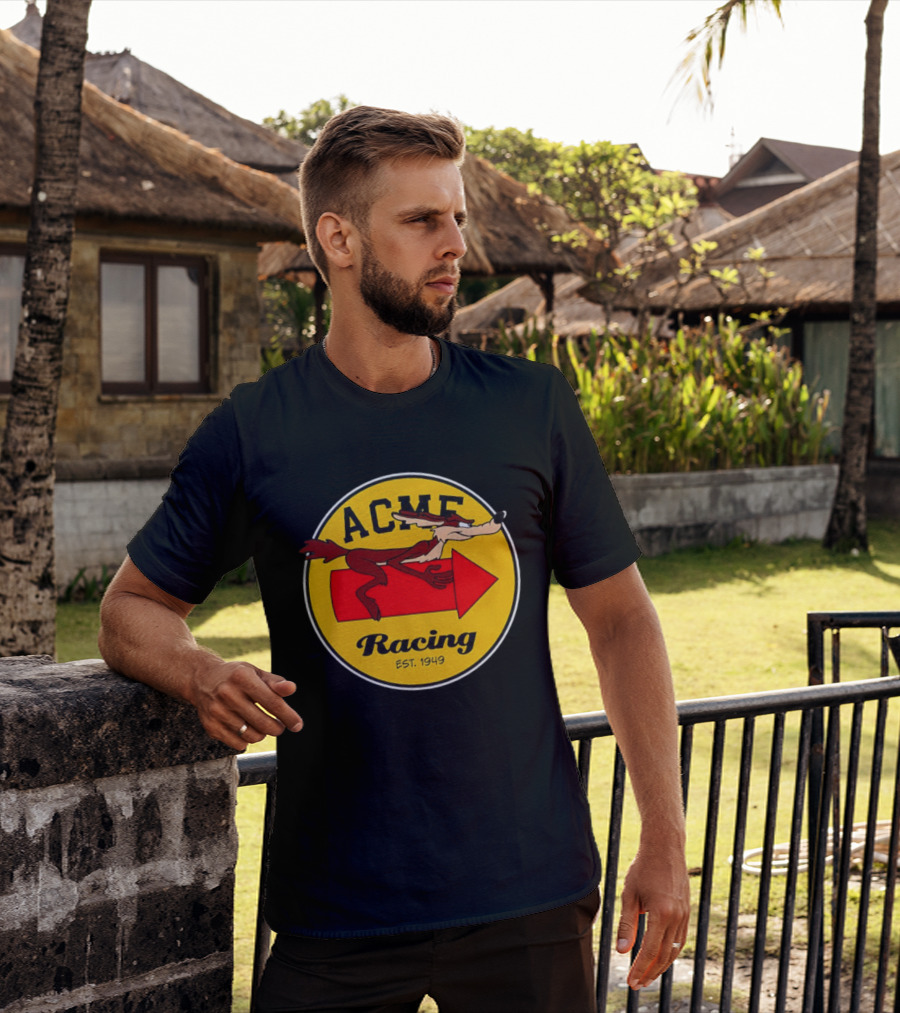 Acme Racing Wile E. Coyote Rocket Est 1949 Retro Cartoon T-Shirt