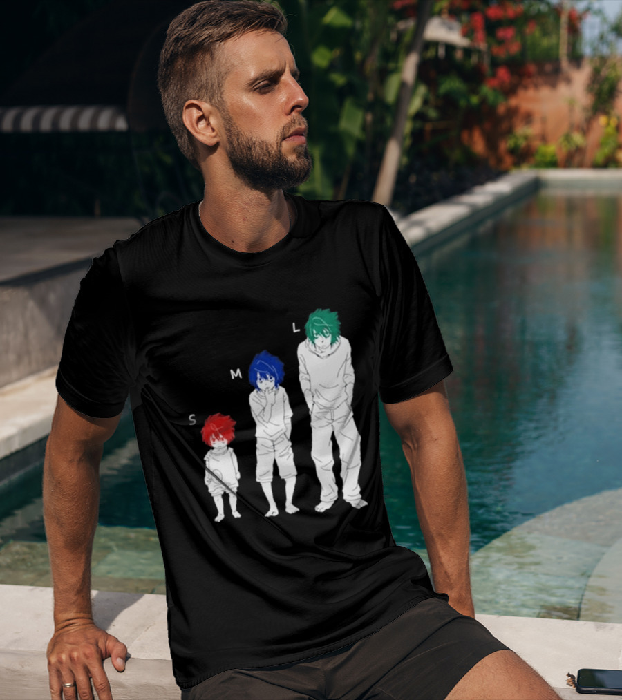Anime Death Note L Character Evolution Sizes S M L T-Shirt