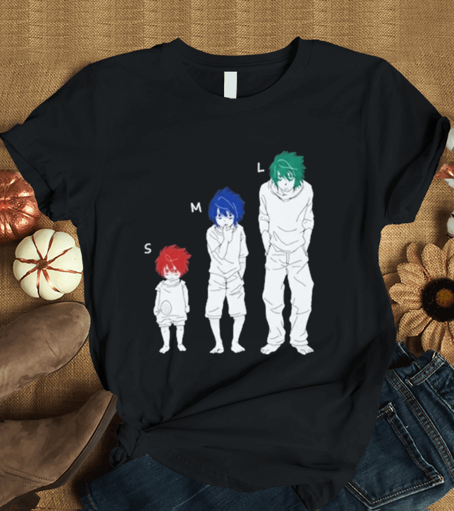 Anime Death Note L Character Evolution Sizes S M L T-Shirt