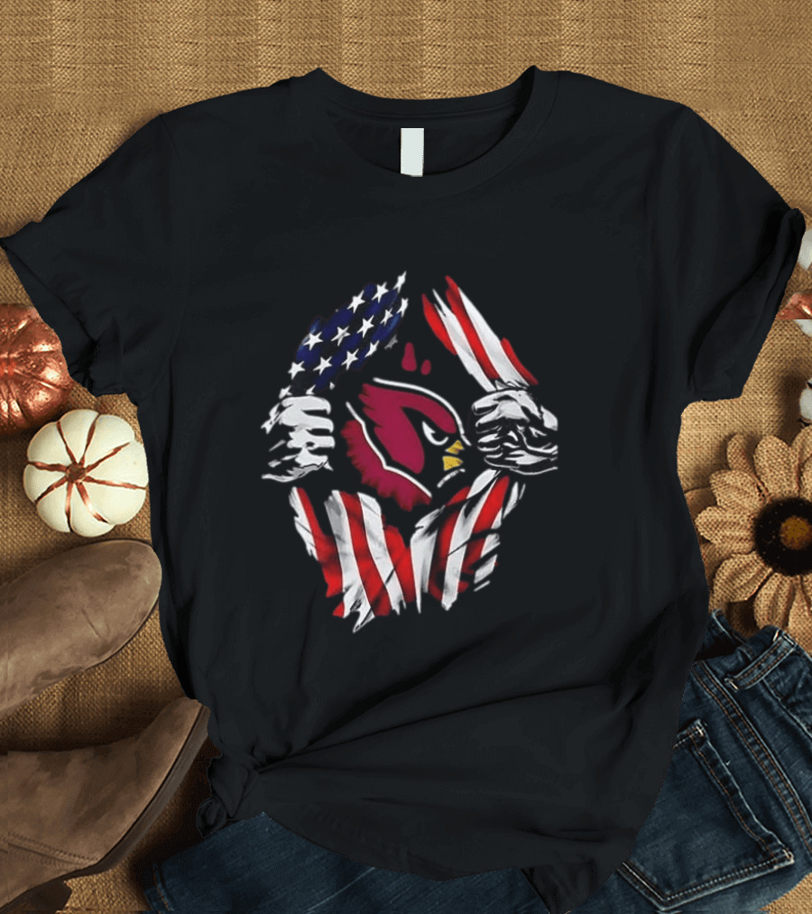 Arizona Cardinals American Flag Bald Eagle Skull Super Man T-Shirt