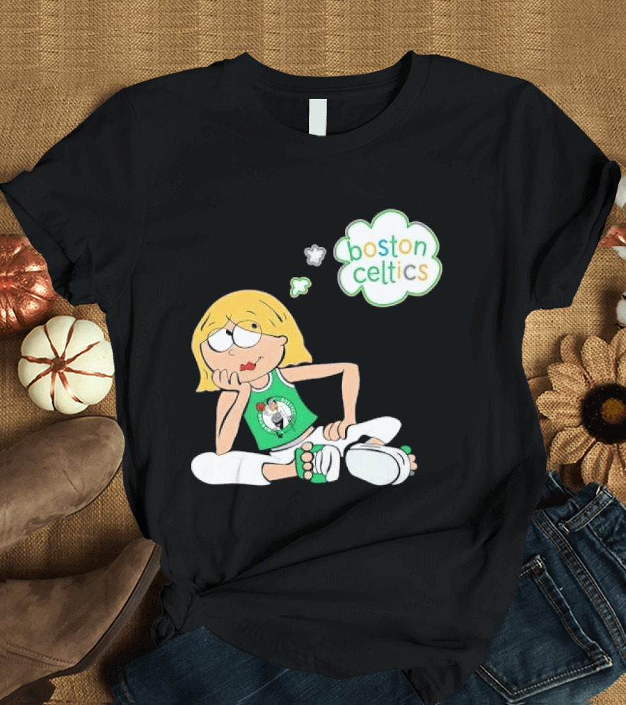 Boston Celtics NBA Cartoon Girl Sitting Thought Bubble T-Shirt