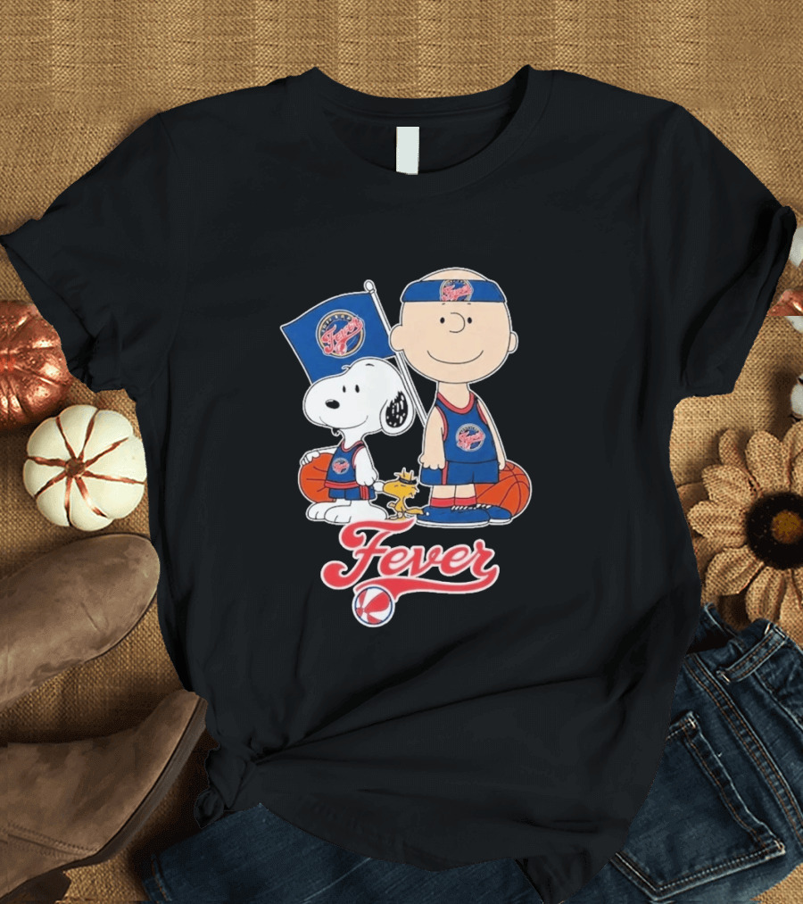 Indiana Fever Charlie Brown Snoopy WNBA Basketball Fever T-Shirt