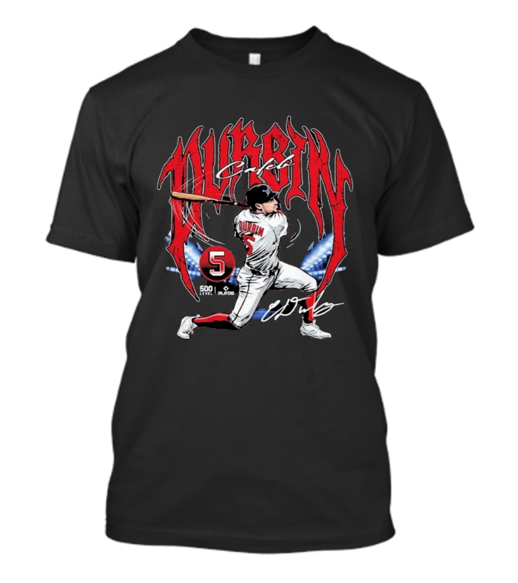 Caleb Durbin 5 Baseball Action Boston Stadium Lights 500 Level Players T-Shirt