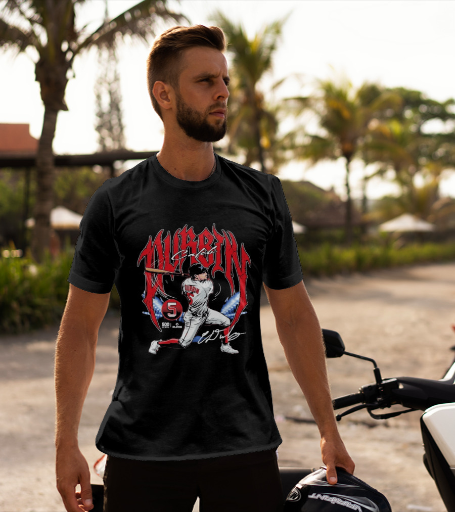Caleb Durbin 5 Baseball Action Boston Stadium Lights 500 Level Players T-Shirt