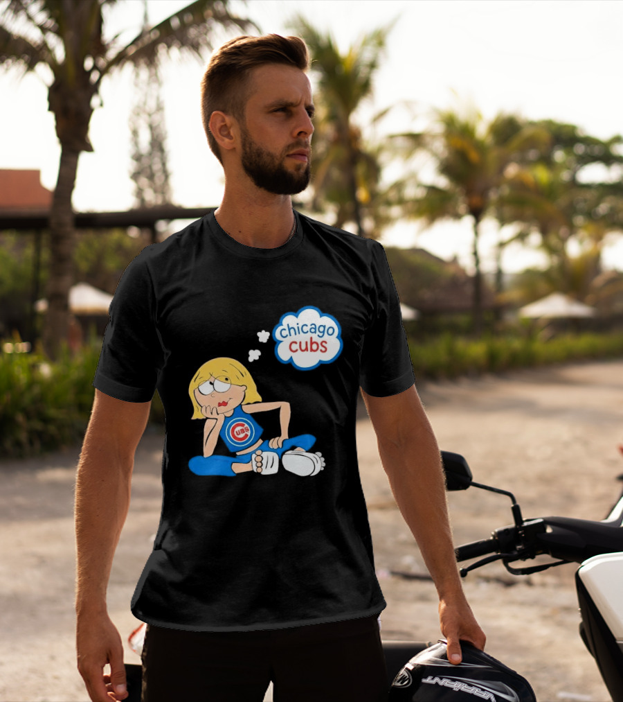 Chicago Cubs MLB Blonde Cartoon Girl Sitting Thought Bubble T-Shirt