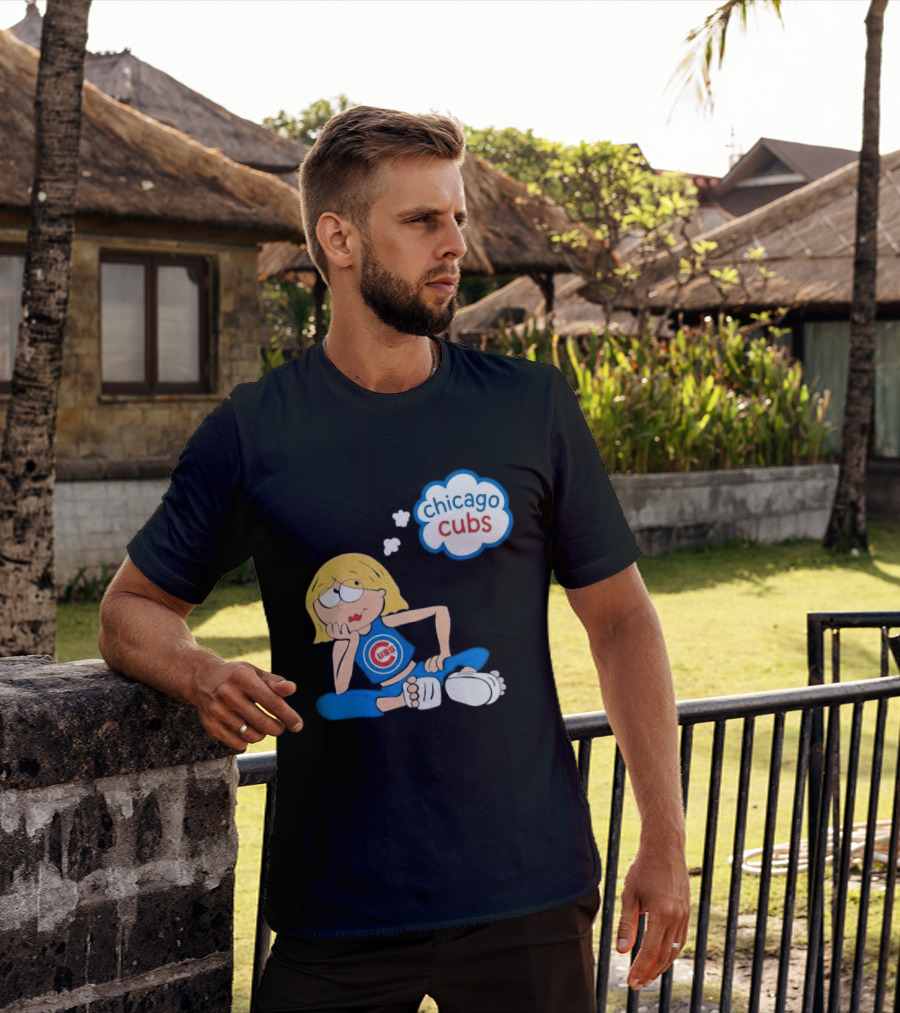 Chicago Cubs MLB Blonde Cartoon Girl Sitting Thought Bubble T-Shirt