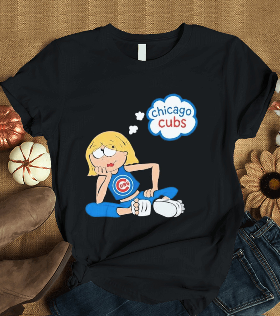 Chicago Cubs MLB Blonde Cartoon Girl Sitting Thought Bubble T-Shirt