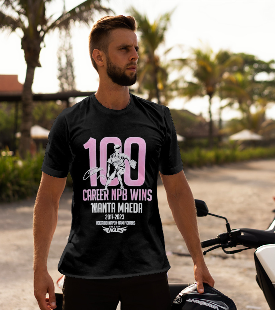 100 Career NPB Wins Kenta Maeda 2007 2023 Hokkaido Nippon Ham Fighters Eagles T-Shirt