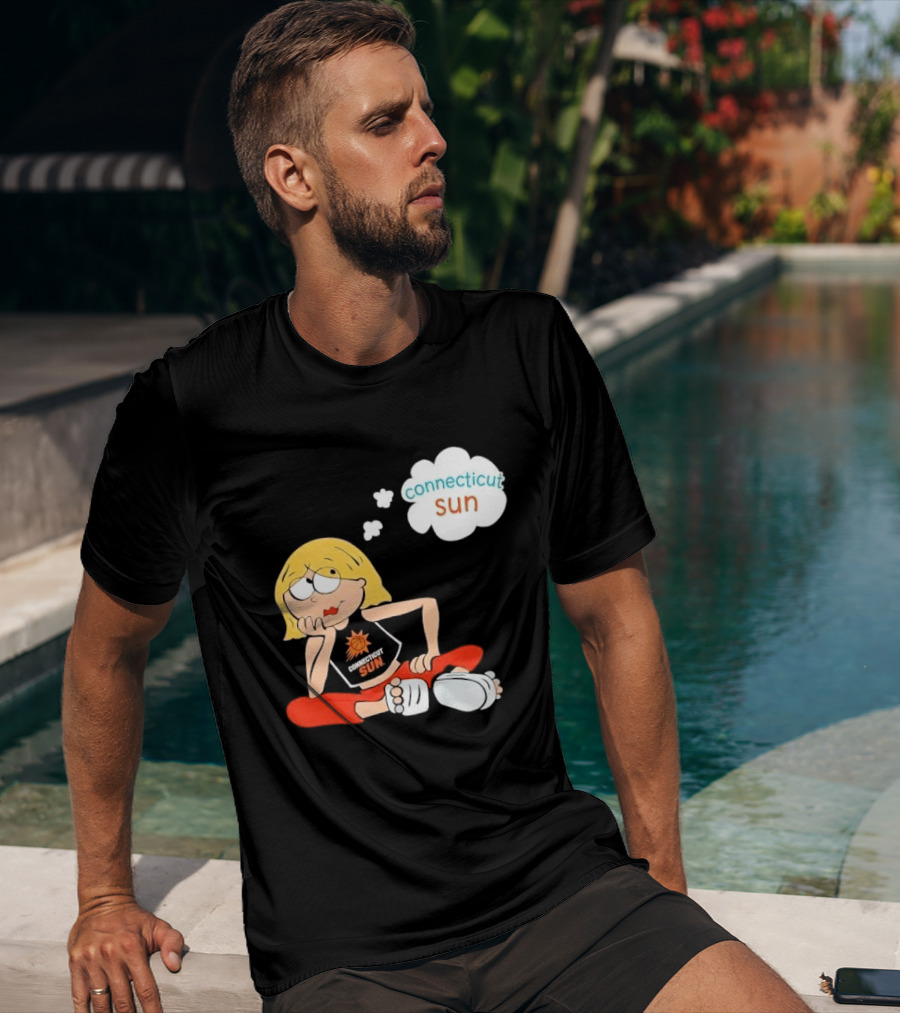 Connecticut Sun WNBA Cartoon Blonde Girl Thought Bubble T-Shirt