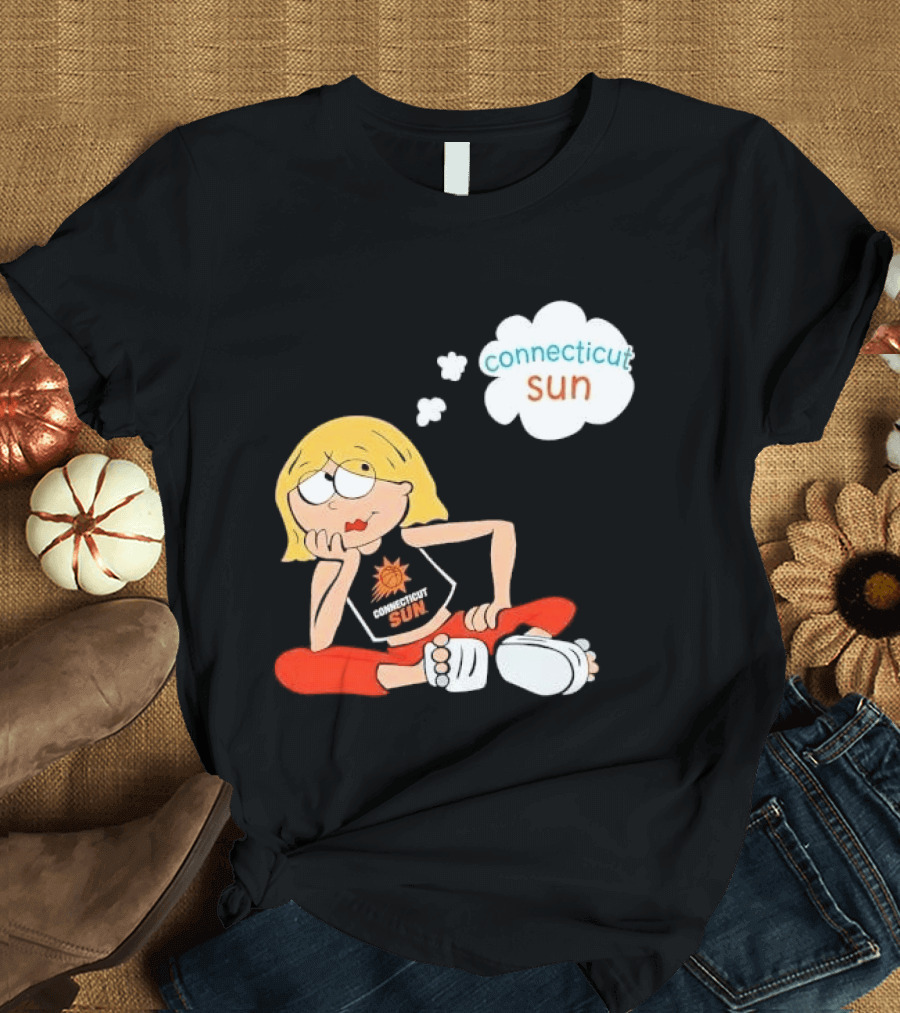 Connecticut Sun WNBA Cartoon Blonde Girl Thought Bubble T-Shirt