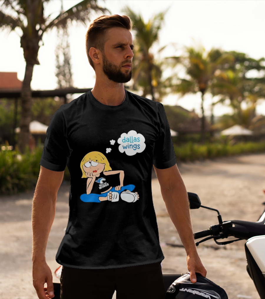 Dallas Wings WNBA Cartoon Blonde Girl Daydreaming Thought Bubble T-Shirt