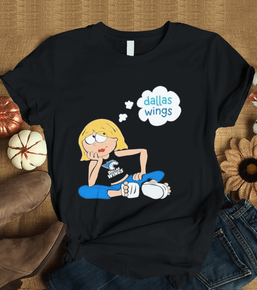 Dallas Wings WNBA Cartoon Blonde Girl Daydreaming Thought Bubble T-Shirt