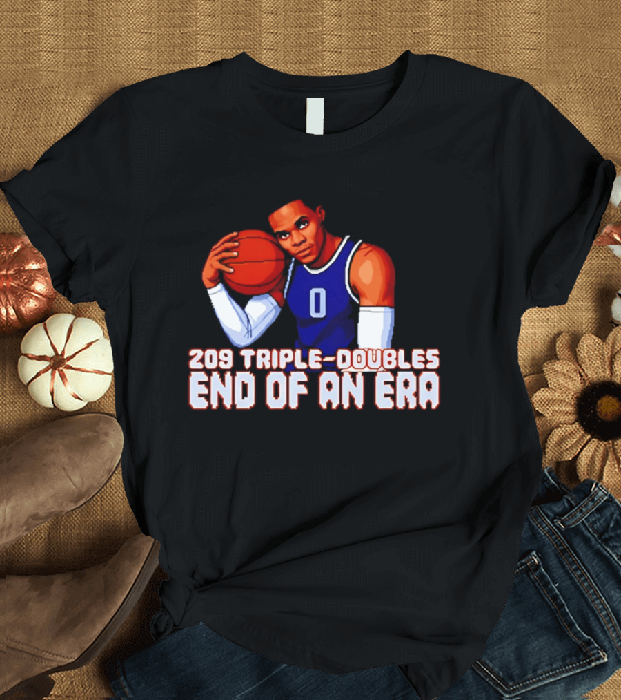Russell Westbrook 209 Triple Doubles End Of An Era Basketball Legend Pixel T-Shirt