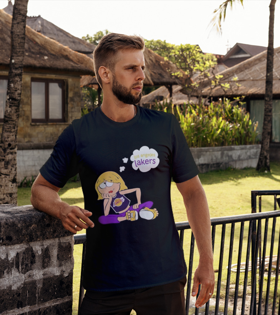 Los Angeles Lakers Cartoon Girl Daydreaming Thought Bubble T-Shirt