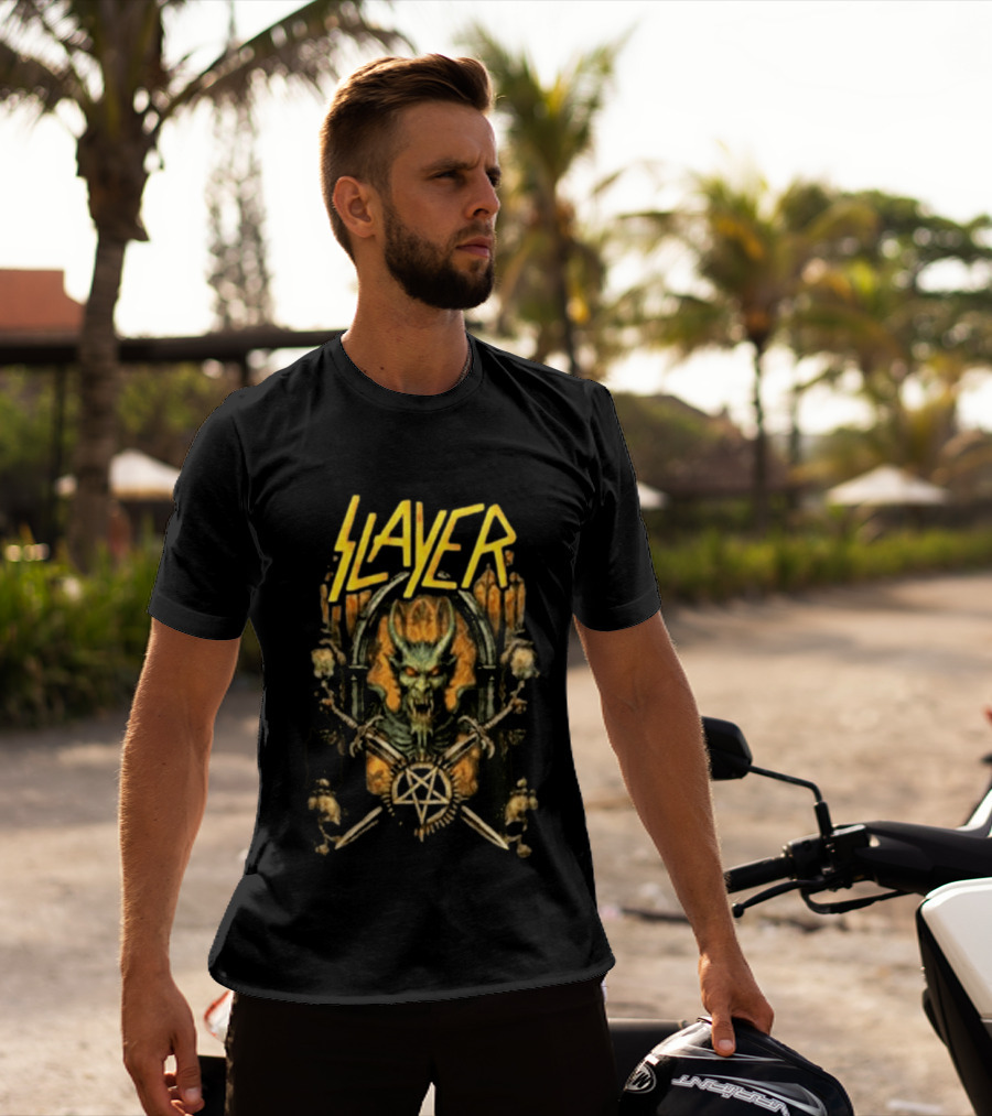 Slayer 2026 Festival Event Sick New World Gothic Skull Demon Pentagram T-Shirt