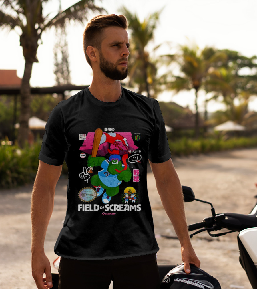 MLB 2026 Phillies Vs Twins Field Of Screams Featuring Konami Nintendo Baseball T-Shirt